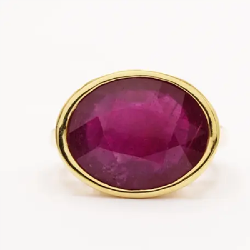 Glitz Jewels 925 Sterling Silver Ring, 18K Gold Plated, Solitaire Style, Decorated with Ruby
