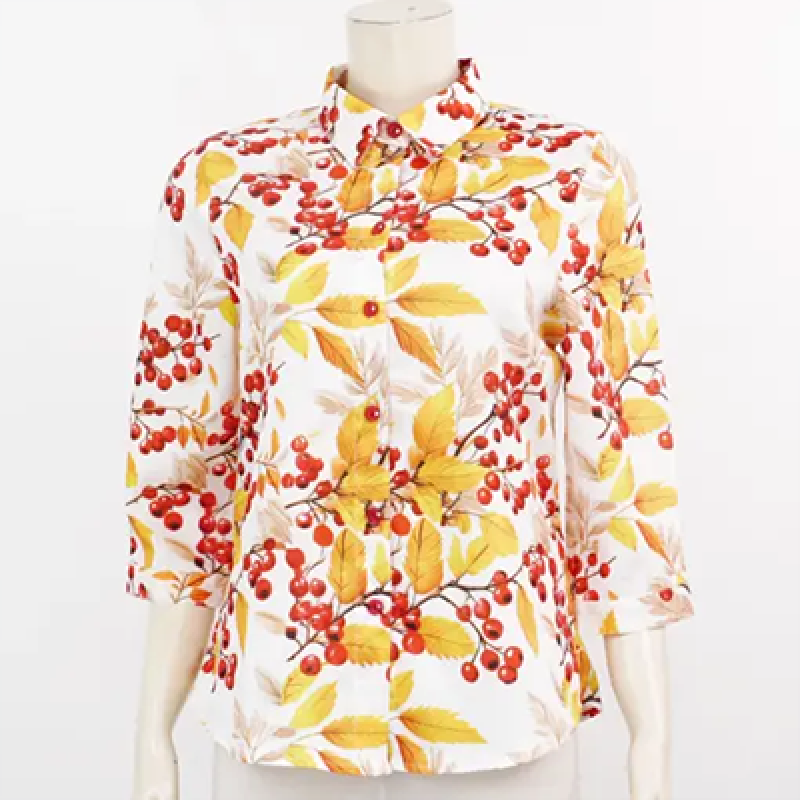 WB Light Two, collared shirt, 3/4 sleeves, floral print
