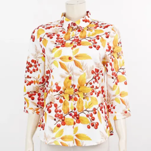WB Light Two, collared shirt, 3/4 sleeves, floral print